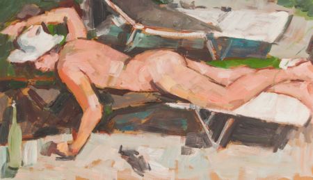 Peter Collins ARCA - c.1970s Oil, Sunbather