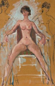 Peter Collins ARCA - c.1970s Oil, Female Nude, Seated