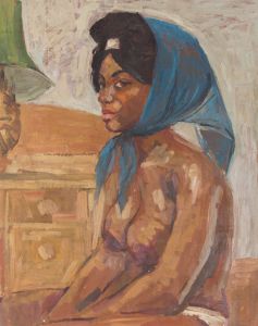 Peter Collins ARCA - c.1970s Oil, Nude with Headscarf