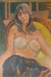 Peter Collins ARCA - c.1970s Oil, Female Nude in an Armchair
