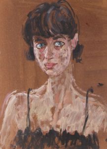 Peter Collins ARCA - c.1970s Oil, Portrait of a Woman in Black
