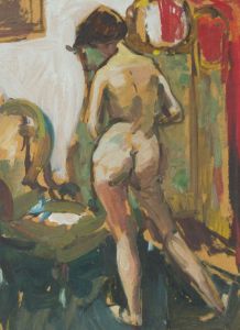 Peter Collins ARCA - Expressionist c.1970s Oil, Nude in an Interior