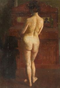 Peter Collins ARCA - c.1970s Oil, Nude in an Interior