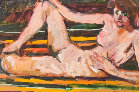 Peter Collins ARCA - Expressionist c.1970s Oil, Reclining Nude