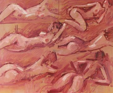 Peter Collins ARCA - c.1970s Oil, Nudes in Pink