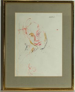 Peter Collins ARCA - Signed and Framed 1965 India Ink, Portrait of a Woman
