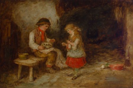 Mark William Langlois (1848-1924) - Signed Oil, Brother and Sister