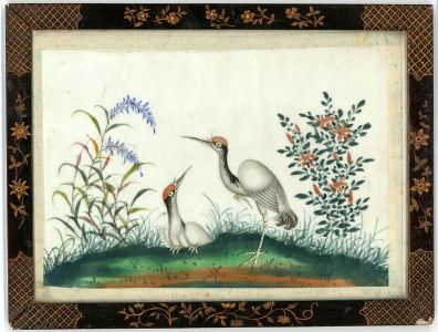Mid 20th Century Gouache - Herons on Pith Paper