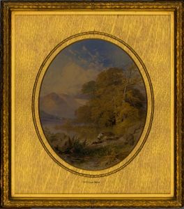 William Hull (1820-1880) - Signed 1856 Watercolour, Mountainous River Landscape