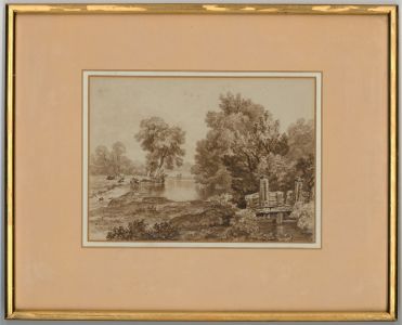 English School Monochrome 19th Century Watercolour - Rural Landscape