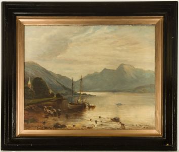 M.A. Greaves - Signed and Framed 1899 Oil, Loch Lomond From Luss