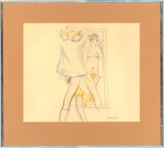 Peter Collins ARCA - 1978 Graphite Drawing, Nude in a Mirror