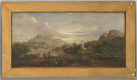 Circle of John Westall - 19th Century Oil, River Landscape with Figures