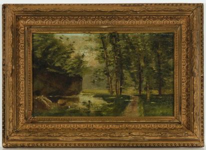 Gilt Framed Late 19th Century Oil - Woodland Path