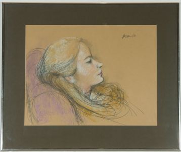 Peter Collins ARCA - Signed 1980 Graphite Drawing, Profile Portrait of a Woman