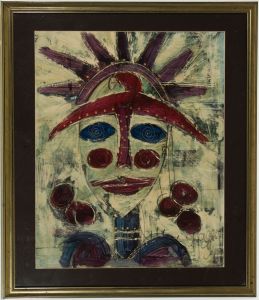 South African School Large Contemporary Mixed Media - Stylised Face