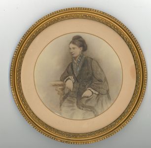 Circular Framed 19th Century Mixed Media - Portrait of Mrs Graham Barnett
