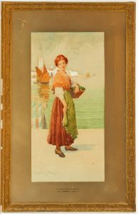 Walter Jenks Morgan (1847-1924)- Signed Gitl Framed Watercolour, A Venetian Girl