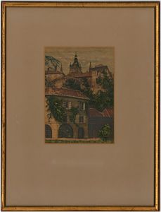Framed Early 20th Century Etching - Austrian City Scene