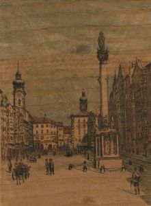 Framed Early 20th Century Etching - Salzburg Scene