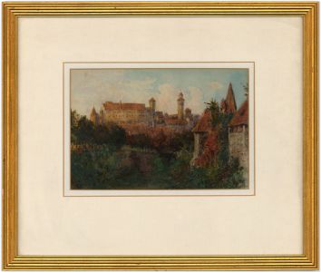 Framed 1889 Watercolour - Autumn Landscape