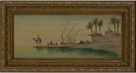 A. Hassan - Fine Framed 19th Century Watercolour, Figures in a River Landscape