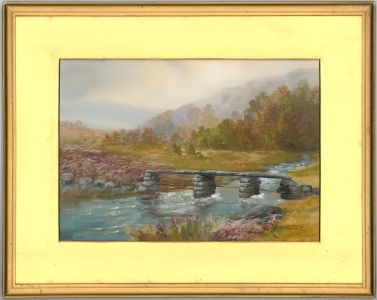 V. Bire - Signed and Gilt Framed 19th Century Gouache, Postbridge, Dartmoor