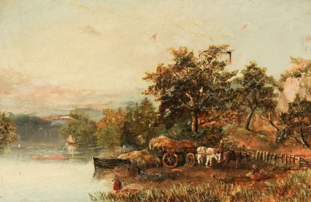 Charles Edward Wright (1830-1905) - Oil for Restoration, Lakeside Landscape