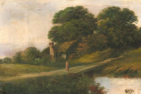 Blake - Signed 19th Century Oil, Figure in a Rural Landscape