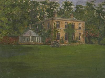 English School 19th Century Oil - Manor House and Garden