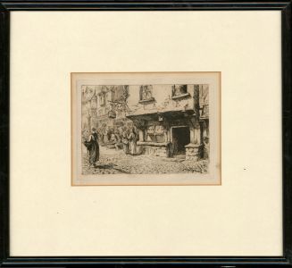 William Spread RE - 1880 Etching, Busy Street Scene