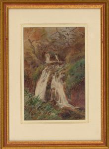 H.R. Gay - 19th Century Watercolour, Waterfall
