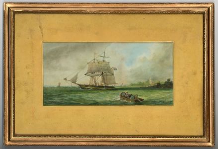 P.D - Monogrammed Late 19th Century Watercolour, Seascape with French Ships