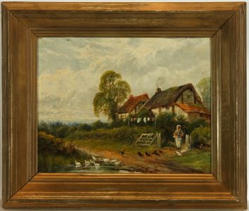 W. Davis - Signed and Framed Mid 19th Century Oil, Country Cottage Scene