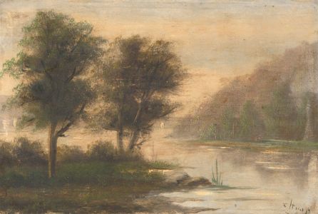 English School  19th Century Oil - River Landscape