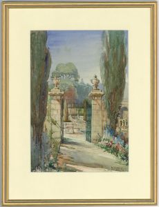 A.W.G. Burridge - Signed 19th Century Watercolour, Italian Garden