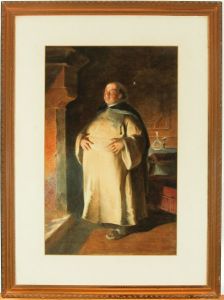 W. Kearsley - Framed Late 19th Century Watercolour, Monk in an Interior