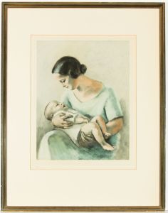 Signed Limited Edition Contemporary Etching - Mother and Baby