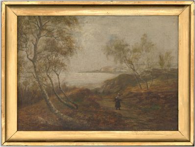 Tom Seymour (1844-1904) - Oil, Silver Sea and Silver Birch, Glandovey