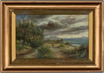 L. Mickall - Gilt Framed Late 19th Century Oil, River Landscape with Figures