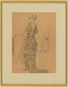 A Set of Three 19th Century Pen and Ink Drawings - French Fashion Illustrations