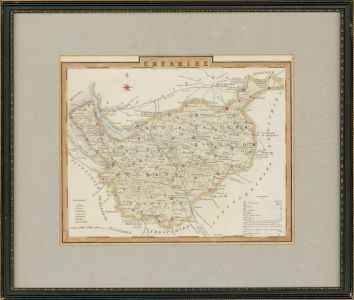 Framed 19th Century Lithograph - Map of Cheshire