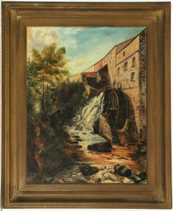 Large Gilt Framed 19th Century Oil - Lynway Mill
