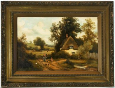 Charles Vickers (1821-1895) - Gilt Framed Signed 19th Century Oil, Village Scene