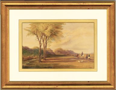 G. Eckstein - Signed 1855 Watercolour, Travellers in a Landscape