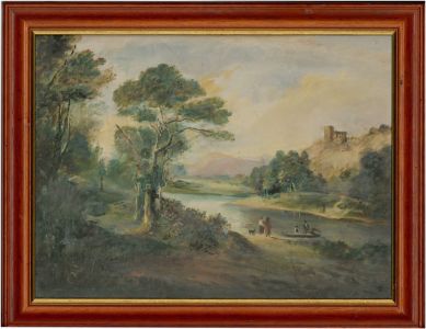 Framed Mid 19th Century Oil - Rural Landscape with Figures