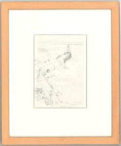Glyn Morgan (1926-2015) - 1993 Graphite Drawing, Jetty, Cancale