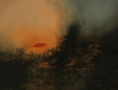 Glyn Morgan (1926-2015) - Contemporary Oil, Mist over the Treetops