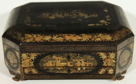 19th Century Chinese Lacquer Sewing or Work Box