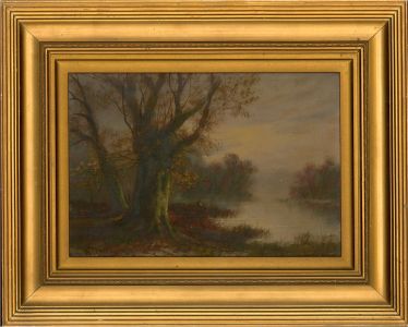 W. Thomas - Signed 19th Century Oil, Figure Sitting in a River Landscape